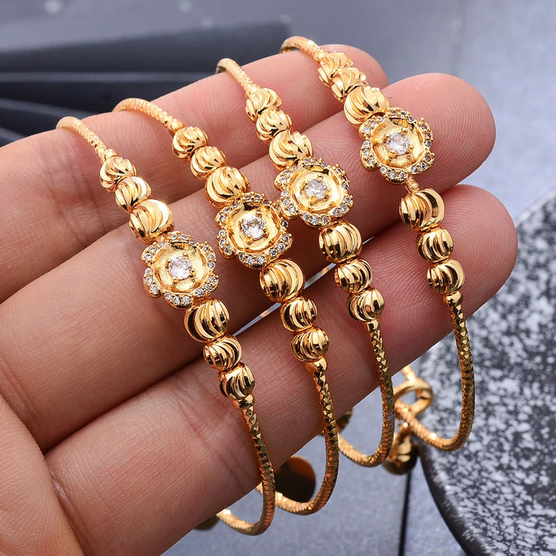 4Pcs Baby Bangels & Bracelet Set for Girls Boys Plated Jewelries