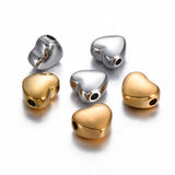 4Pcs Mirror Polishing Stainless Steel Heart Spacer Charms Beads for DIY Jewelry