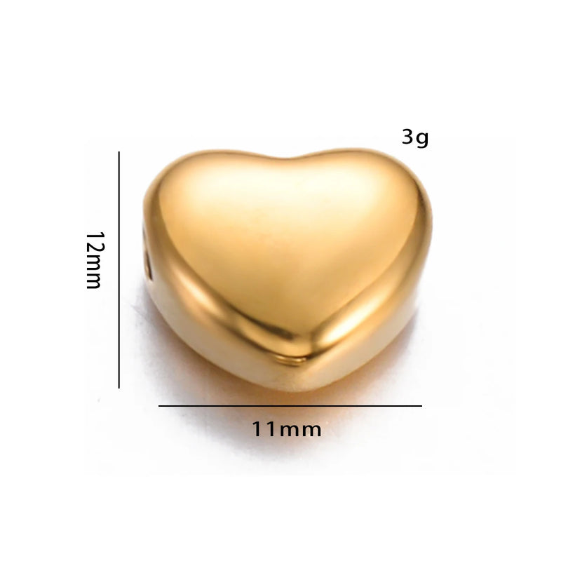 4Pcs Mirror Polishing Stainless Steel Heart Spacer Charms Beads for DIY Jewelry