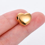 4Pcs Mirror Polishing Stainless Steel Heart Spacer Charms Beads for DIY Jewelry