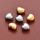4Pcs Mirror Polishing Stainless Steel Heart Spacer Charms Beads for DIY Jewelry