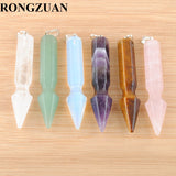 4Pcs Natural Gem Stone Long Pendants Pendulums Reiki Necklace Opal Quartzs
