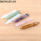 4Pcs Natural Gem Stone Long Pendants Pendulums Reiki Necklace Opal Quartzs
