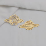 4Pcs Raw Brass Planet Charms Sun Pendants DIY Jewelry Making