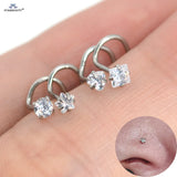 4Pcs 20G Rod Trending Nose Ring Stud Cz Crystal Nostril Piercing Jewelry