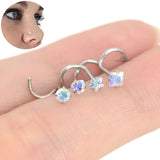 4Pcs 20G Rod Trending Nose Ring Stud Cz Crystal Nostril Piercing Jewelry