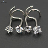 4Pcs 20G Rod Trending Nose Ring Stud Cz Crystal Nostril Piercing Jewelry