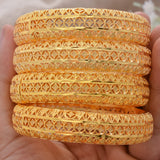 4Pcs/set 24K Dubai Bangles Ethiopia wedding Bangles Africa Saudi Arabia jewelry