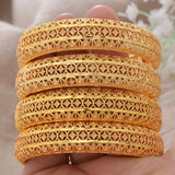 4Pcs/set 24K Dubai Bangles Ethiopia wedding Bangles Africa Saudi Arabia jewelry