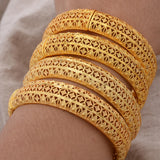 4Pcs/set 24K Dubai Bangles Ethiopia wedding Bangles Africa Saudi Arabia jewelry