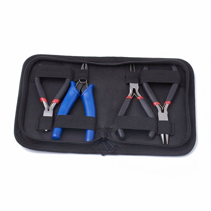 4Pcs Jewelry Pliers Set Wire-Cutter/Round Nose/Side Cutting/Crimping Plier