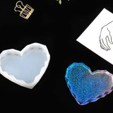 4Pcs DIY Cup Pad Crystal Epoxy Mold Heart Rhombus Shape Coaster Molds