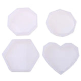 4Pcs DIY Cup Pad Crystal Epoxy Mold Heart Rhombus Shape Coaster Molds