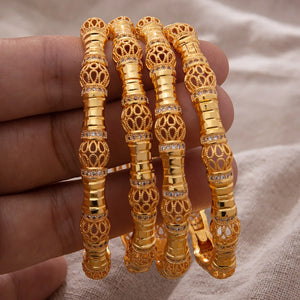 4Pcs Dubai Bangles With Rhinestone for Wedding Jewelry