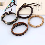 4Pct/Set Retro Woven Cowhide Bracelet Diy Leather Jewelry