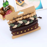 4Pct/Set Retro Woven Cowhide Bracelet Diy Leather Jewelry