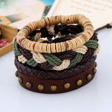 4Pct/Set Retro Woven Cowhide Bracelet Diy Leather Jewelry
