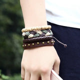 4Pct/Set Retro Woven Cowhide Bracelet Diy Leather Jewelry