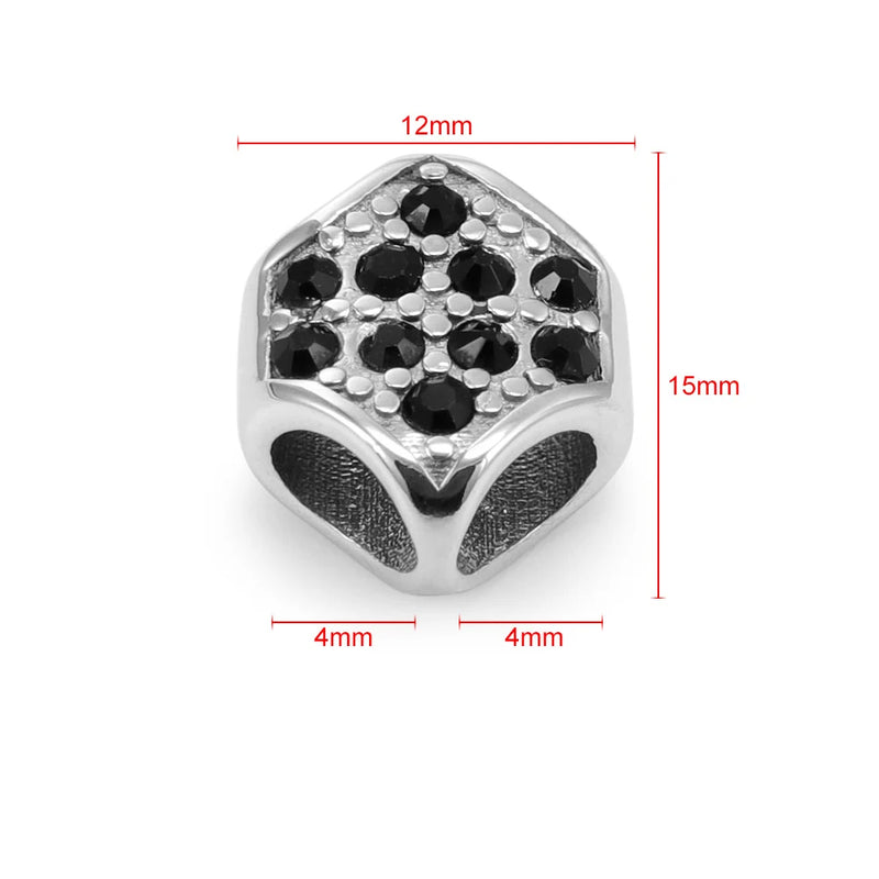 316L Stainless Steel Beads Hexagonal Leather Cord Bracelet