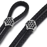 316L Stainless Steel Beads Hexagonal Leather Cord Bracelet