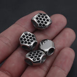 316L Stainless Steel Beads Hexagonal Leather Cord Bracelet