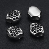 316L Stainless Steel Beads Hexagonal Leather Cord Bracelet