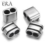 4PCS Stainless Steel Double Hole Beads for 6mm Leather Rope Bracelet DIY