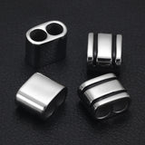 4PCS Stainless Steel Double Hole Beads for 6mm Leather Rope Bracelet DIY