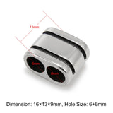 4PCS Stainless Steel Double Hole Beads for 6mm Leather Rope Bracelet DIY