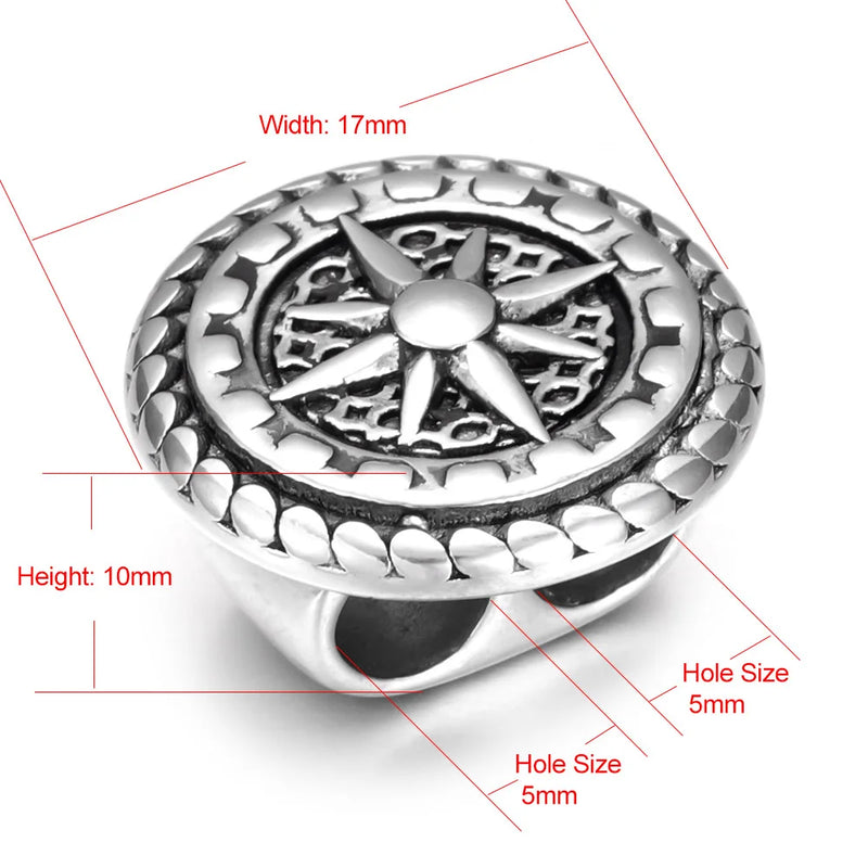 4Pcs Stainless Steel Anchor Rudder 6mm Slide Charm for Leather Bracelet DIY