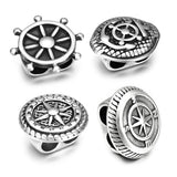 4Pcs Stainless Steel Anchor Rudder 6mm Slide Charm for Leather Bracelet DIY