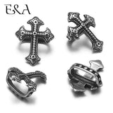 4 Vintage Cross Slide Beads Flat Leather 12*6mm Rope Charms Men Jewelry DIY