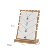 Bamboo Pendant Necklace Display Stand Holder Velvet Jewelry Organizer