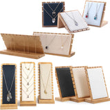 Bamboo Pendant Necklace Display Stand Holder Velvet Jewelry Organizer