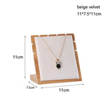 Bamboo Pendant Necklace Display Stand Holder Velvet Jewelry Organizer