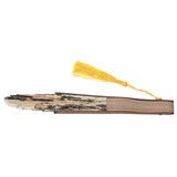 4X Peony Flower Fabric Bamboo Folding Hand Fan Beige