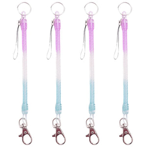 Purple Spring Stretchy Coil Keyring Keychain - 4X Lobster Hook