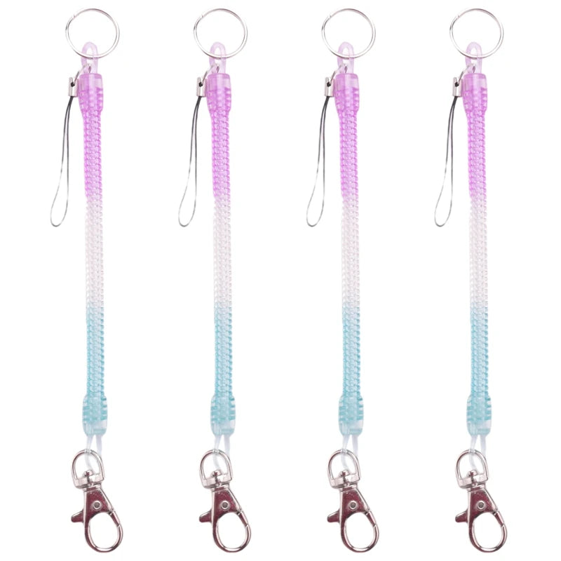 Purple Spring Stretchy Coil Keyring Keychain - 4X Lobster Hook