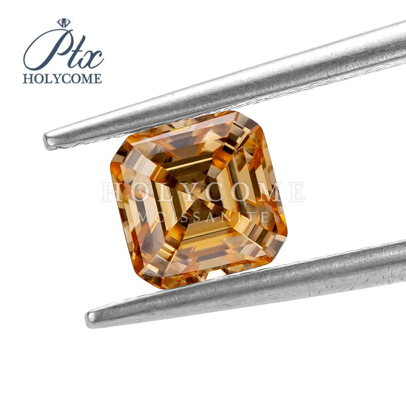 4X4-12x12mm Asscher Cut Moissanite Champagne VVS1 Loose Gemstones