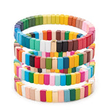 Colorful Enamel Bracelets Elastic Bangle Rainbow Beads Jewelry