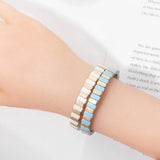 Colorful Enamel Bracelets Elastic Bangle Rainbow Beads Jewelry