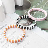 Colorful Enamel Bracelets Elastic Bangle Rainbow Beads Jewelry