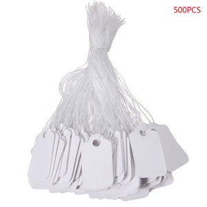 500 Pcs Jewelry Store Display Tags Blank Label with Hanging String