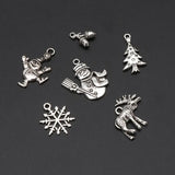 6pcs Silver Alloy Christmas Pendants For Jewelry Making Bulk