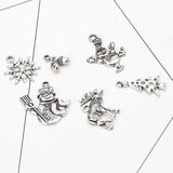 6pcs Silver Alloy Christmas Pendants For Jewelry Making Bulk