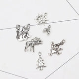 6pcs Silver Alloy Christmas Pendants For Jewelry Making Bulk