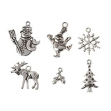 6pcs Silver Alloy Christmas Pendants For Jewelry Making Bulk