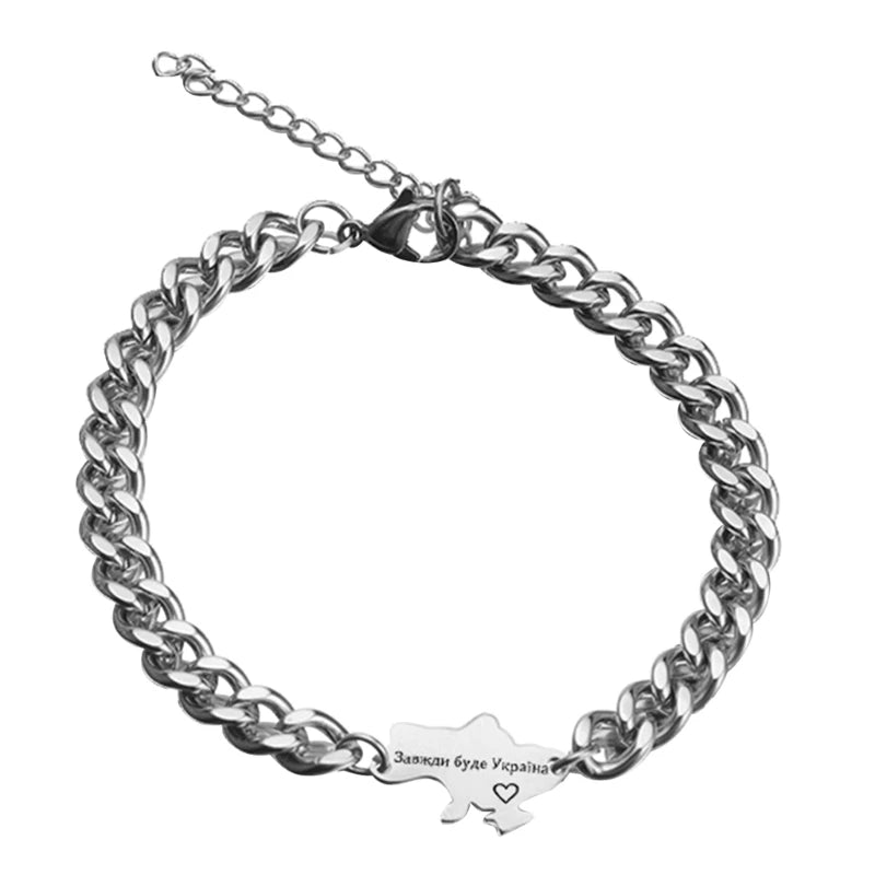 Ukraine Map Inscription Bracelet Charm Pendant Chain Bracelet