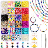 24 Grids Colorful EVIL EYE Lamp Beads Flat Round Spacer Bulb DIY Craft