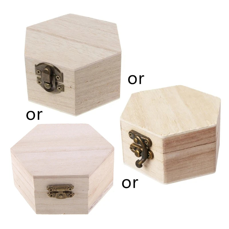 4XBF Unpainted Wooden Jewellery Box with Hinged Lid